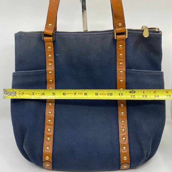 Michael Kors M Blue Interwoven Canvas Shoulder Bag - Picture 4 of 10